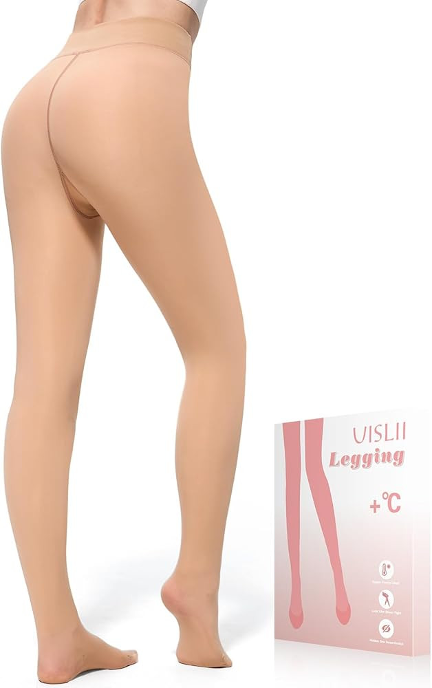 Fleece Lined Tights Women, Warm Pantyhose leggings Women,Fake Translucent Thermal Skin Colored Ti... | Amazon (US)