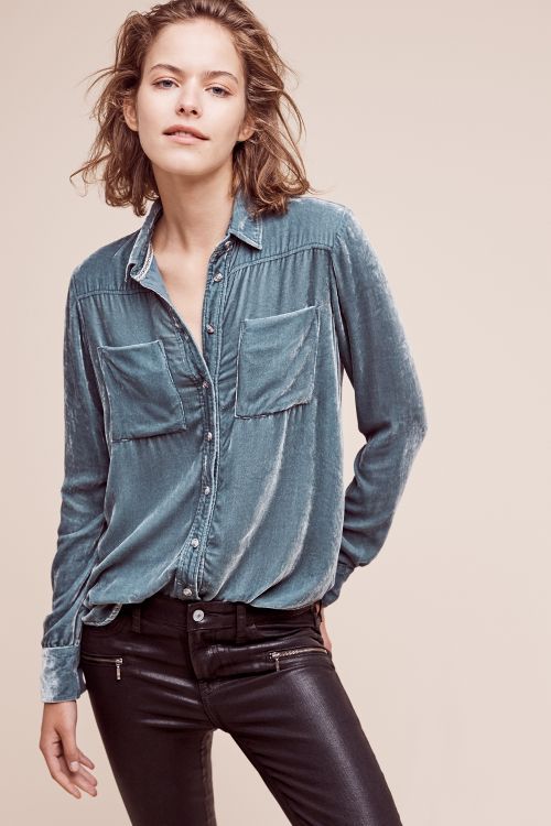 Silk Velvet Buttondown | Anthropologie (US)