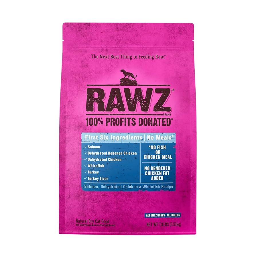 Rawz Salmon, Dehydrated Chicken & Whitefish Recipe Natural Dry Cat Food (7.8lb, Salmon, Dehydrate... | Amazon (US)