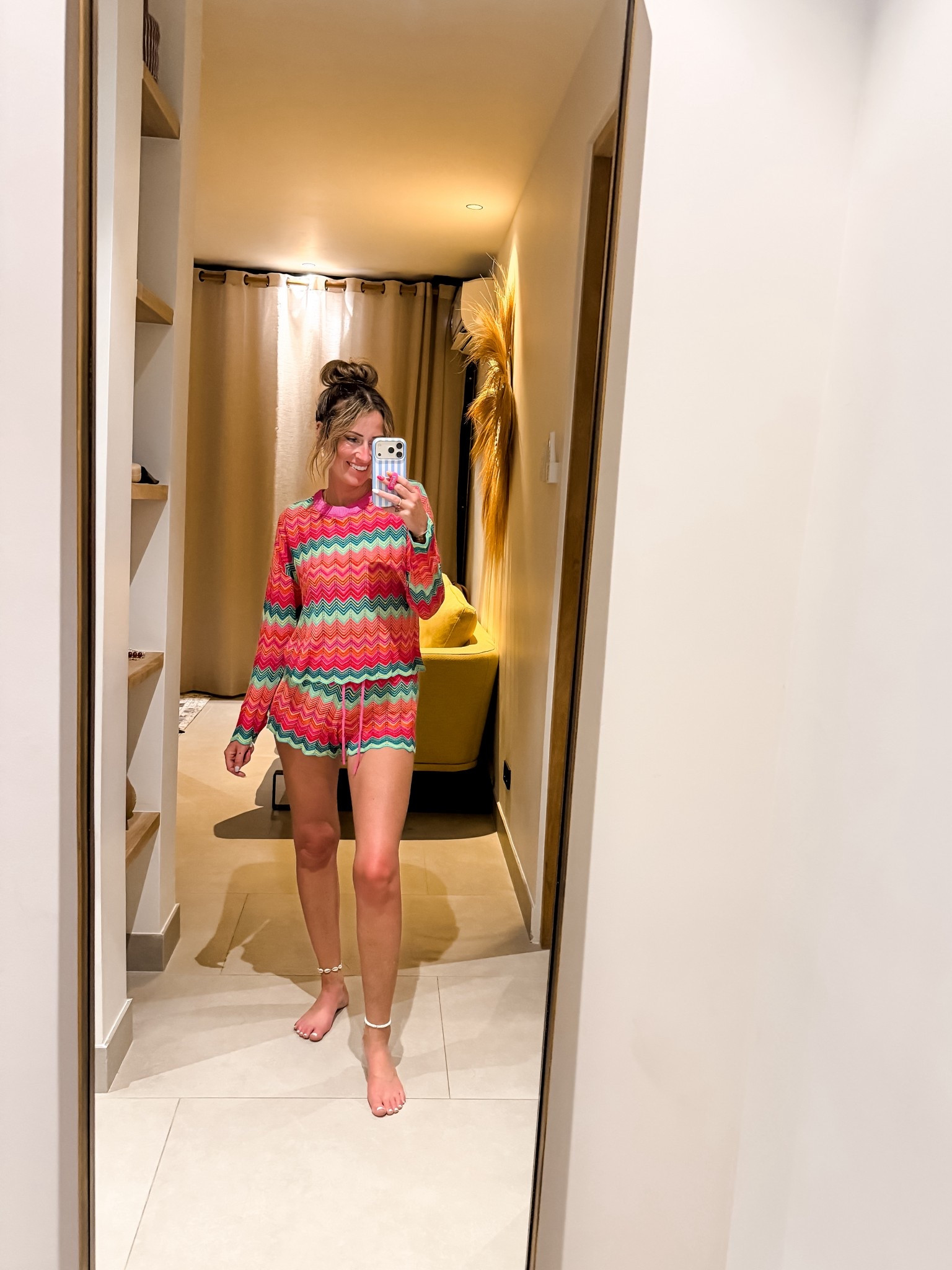 Two piece set, rainbow Chevron, bright crochet knit sets from beach riot are perfect for your next vacation, tropical resort, outfit idea, ideas