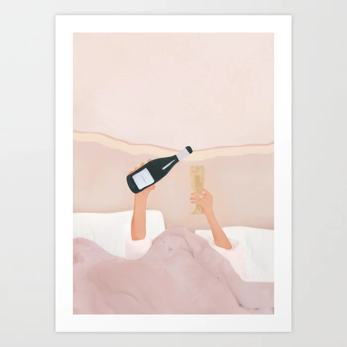 Morning Wine Art Print by flowline | Society6