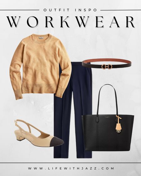 Business casual workwear outfit 

Workwear, office outfit, j.crew, belt, slingbacks, tote bag

#LTKworkwear