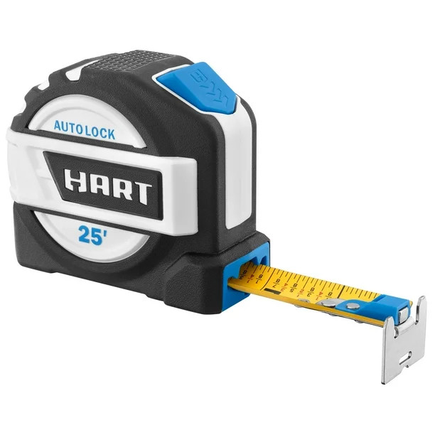 HART 25-Foot Magnetic Autolock Tape Measure, Fraction Markings - Walmart.com | Walmart (US)