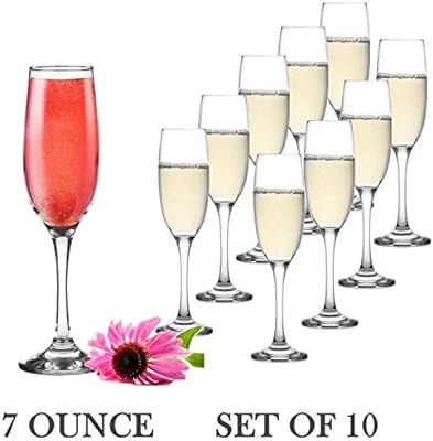 Set of 10 Classic Flute Champagne Glasses (7 Ounce) - Toasting Sparkling Wine/Wedding Flutes | Amazon (US)