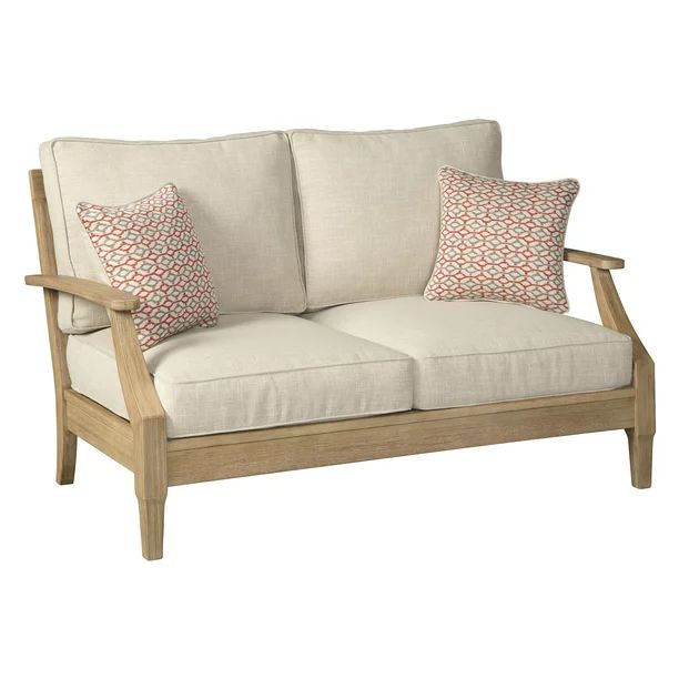 Signature Design by Ashley Clare View Eucalyptus Wood Outdoor Loveseat with Cushion - Walmart.com | Walmart (US)