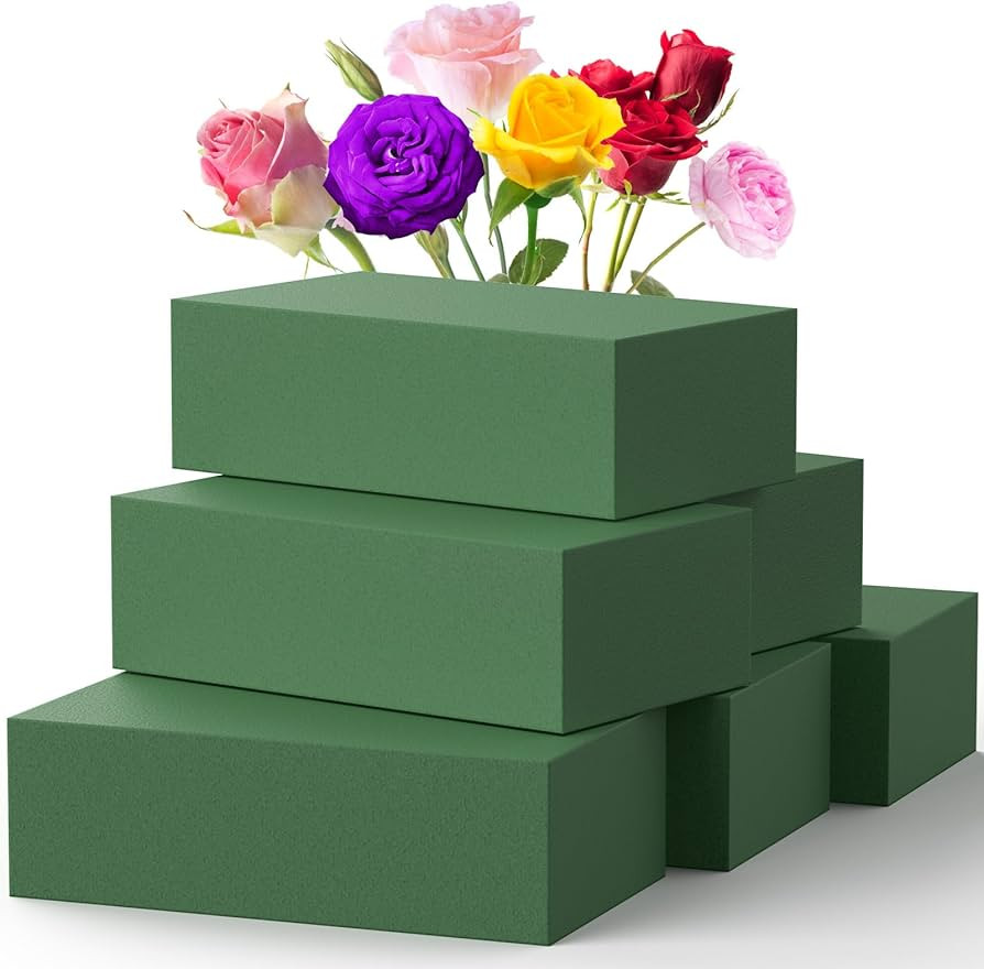 Upgraded 6 Pack Floral Flower Foam Blocks, Green Plant Foam for Flower Arrangements, Wet & Dry Fl... | Amazon (US)