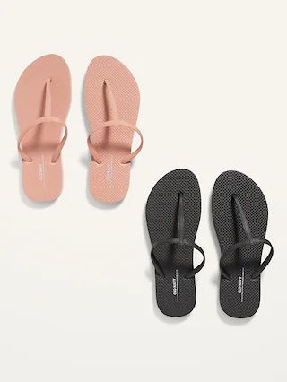 T-Strap Flip-Flop Sandals 2-Pack for Women (Partially Plant-Based) | Old Navy (US)