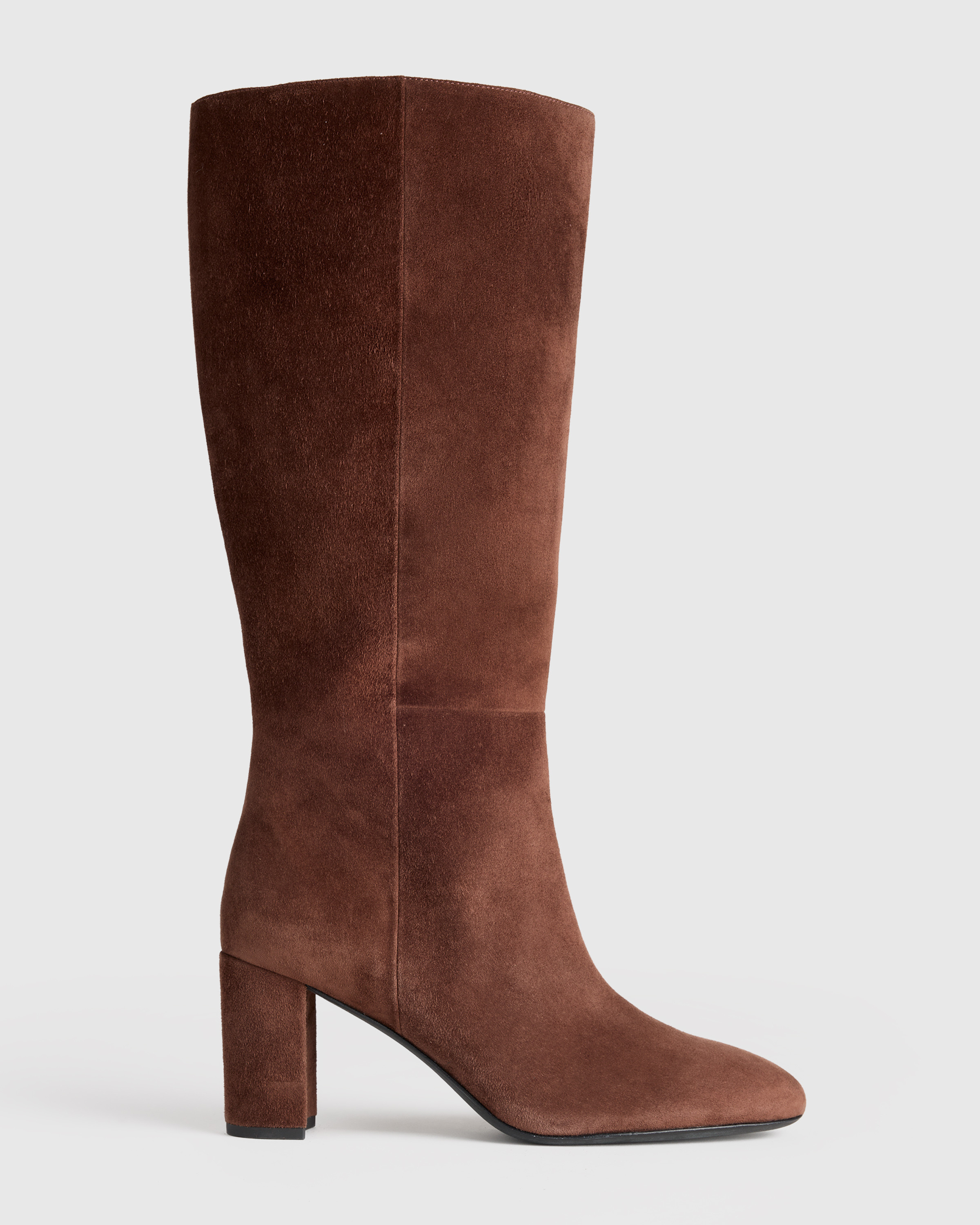 Italian Suede Block Heel Boots in Espresso Brown | Quince