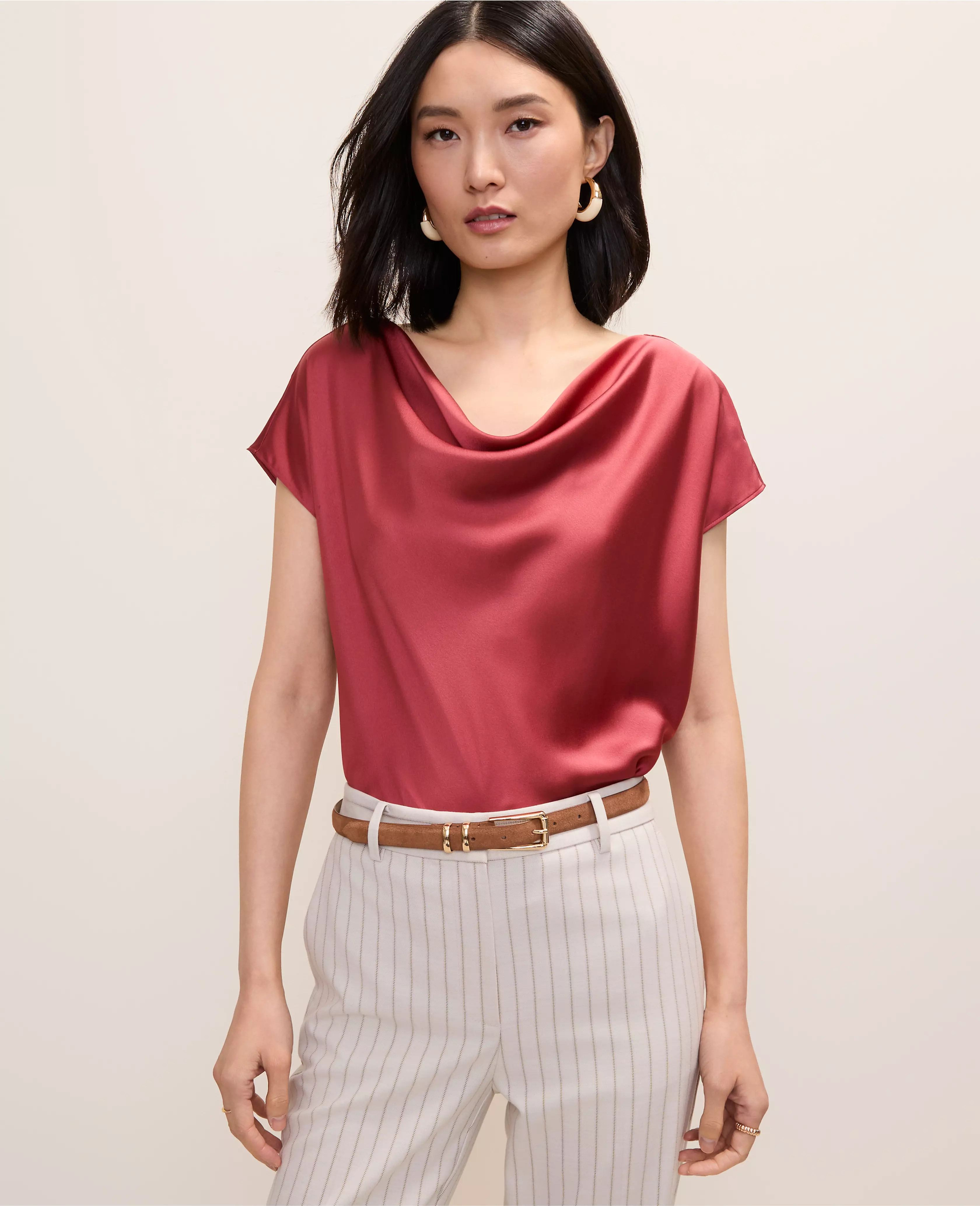 Satin Cowl Neck Top | Ann Taylor
