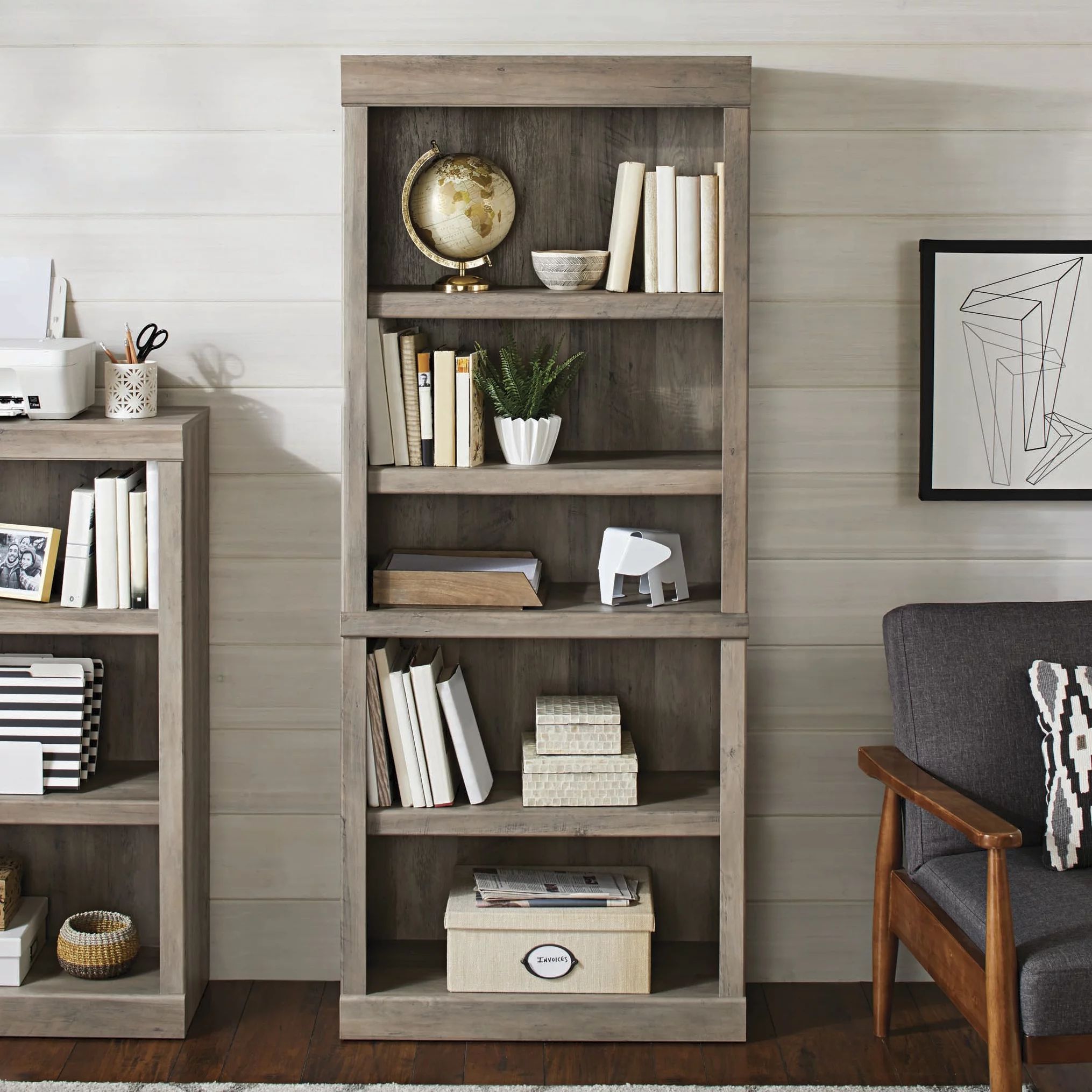 Better Homes & Gardens Glendale 5 Shelf Bookcase, Rustic Gray Finish | Walmart (US)
