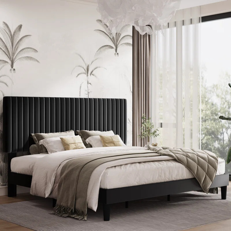 Dunphy Upholstered Platform Bed with Adjustable Headboard | Wayfair North America