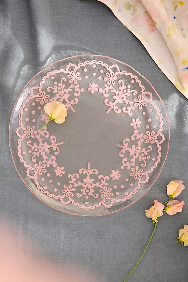 Floral Lace Glass Dinner Plate | Anthropologie (US)