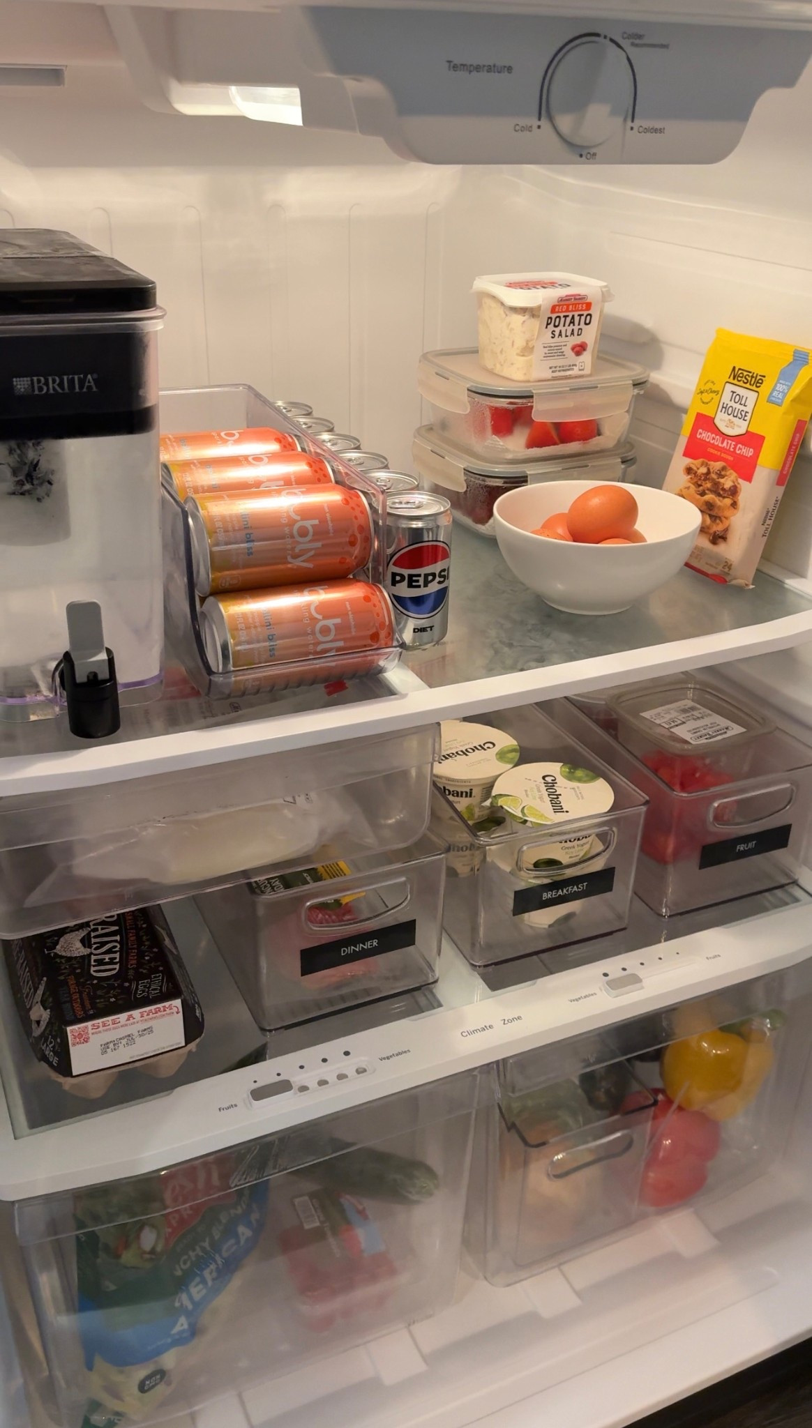 My organized fridge / fridge organization / the container store / iDesign