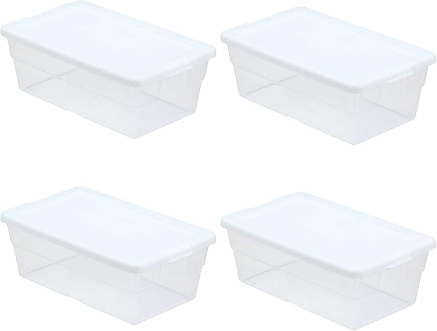 Sterilite Storage Box 13.5" X 8.3" X 4.8", 6 Qt. Clear - Pack of 4 | Amazon (US)