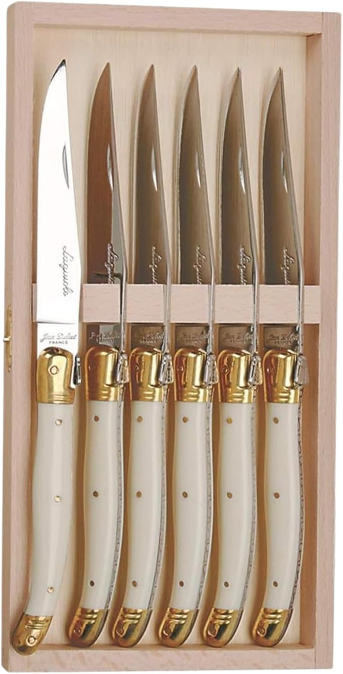 Jean Dubost Laguiole 6-Piece Steak Knife Set, Ivory Handles - 2.5 mm Blades - Rust-Resistant Stai... | Amazon (US)