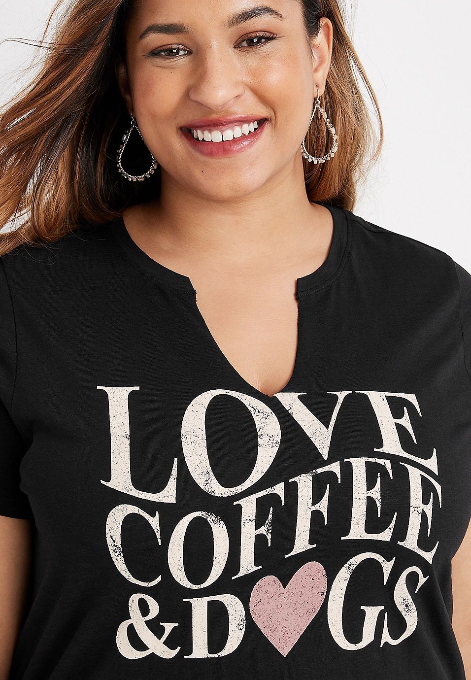 Plus Size Love Coffee And Dogs Graphic Tee | Maurices
