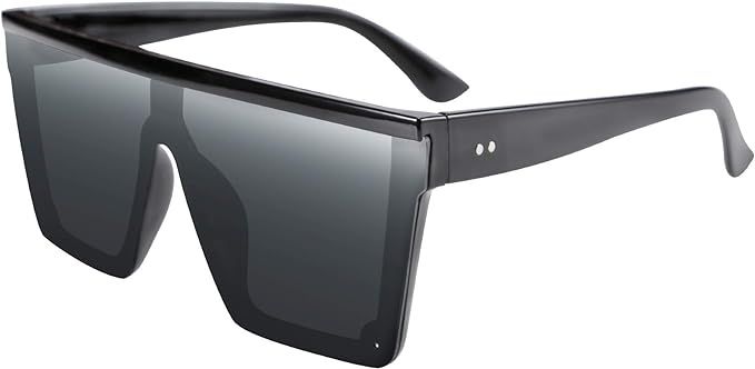 FEISEDY Women Men Flat Top Shield Sunglasses Oversized Square Rimless Shades UV400 B2470 | Amazon (US)