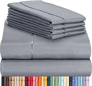 LuxClub 6 PC Sheet Set Sheets Deep Pockets 18" Eco Friendly Wrinkle Free Sheets Machine Washable ... | Amazon (US)
