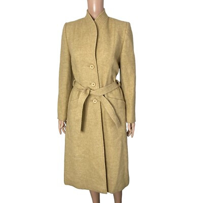 Vintage Wool Trench Coat Womens Size 40 Wool Beige  | eBay | eBay US