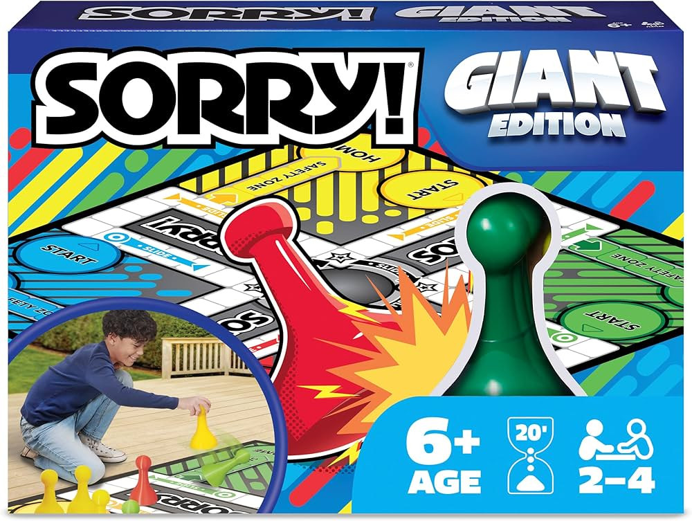 Giant Sorry Classic Family Indoor Board Game              
 Paper  

 2 - 4 | Amazon (US)
