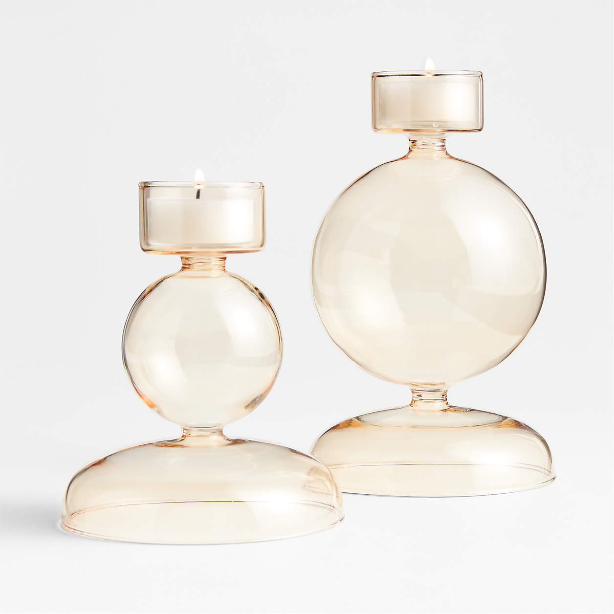 Venezia Large Champagne Yellow Glass Tealight Candle Holder + Reviews | Crate & Barrel | Crate & Barrel