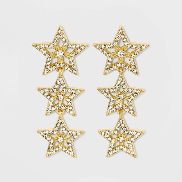 SUGARFIX by BaubleBar Stacked Star Drop Earrings - Metallic Gold | Target