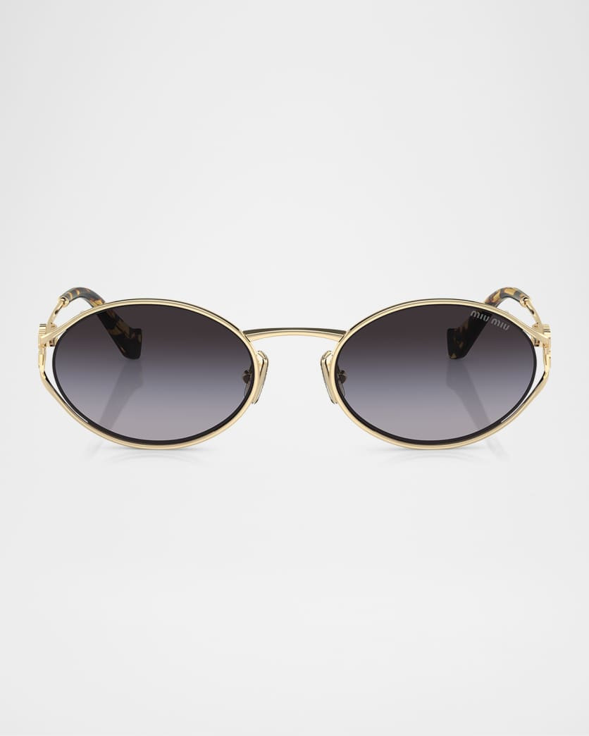 Miu Miu Cut-Out Metal & Plastic Oval Sunglasses | Neiman Marcus