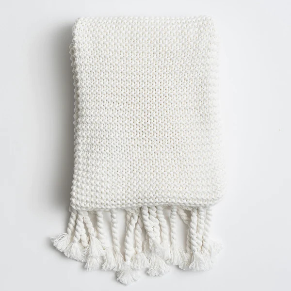 Organic Cotton Comfy Knit Throw - Soft White | zestt organics