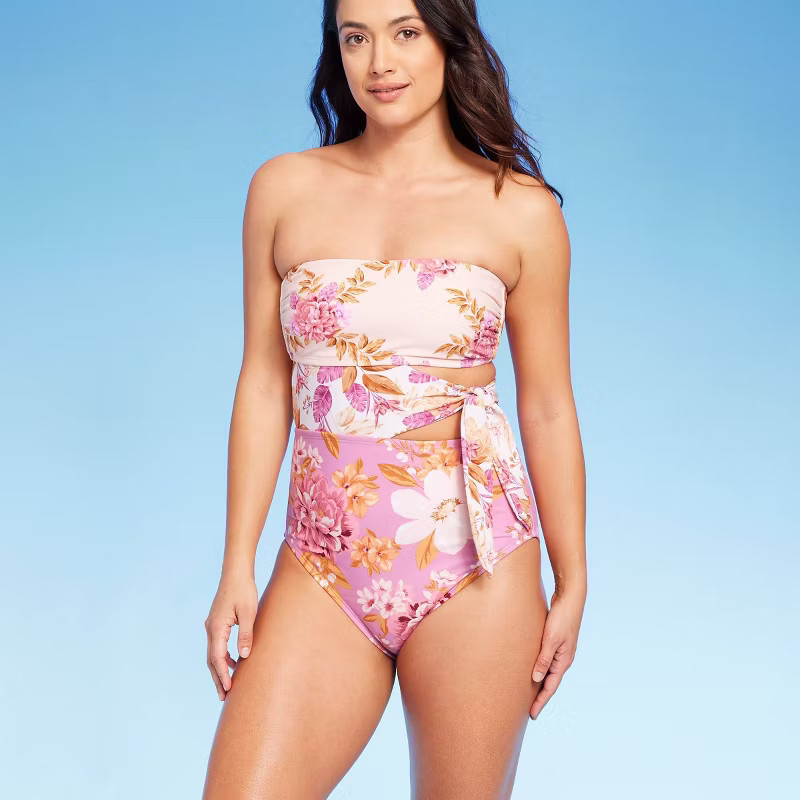 Women's Garden Floral Print Full Coverage One Piece Swimsuit - Kona Sol™ Multi | Target