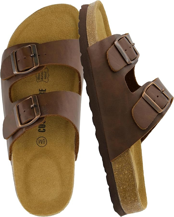 CUSHIONAIRE Lane Cork Footbed Sandals for Women – Comfortable Double Buckle Slip-On with Genuin... | Amazon (US)