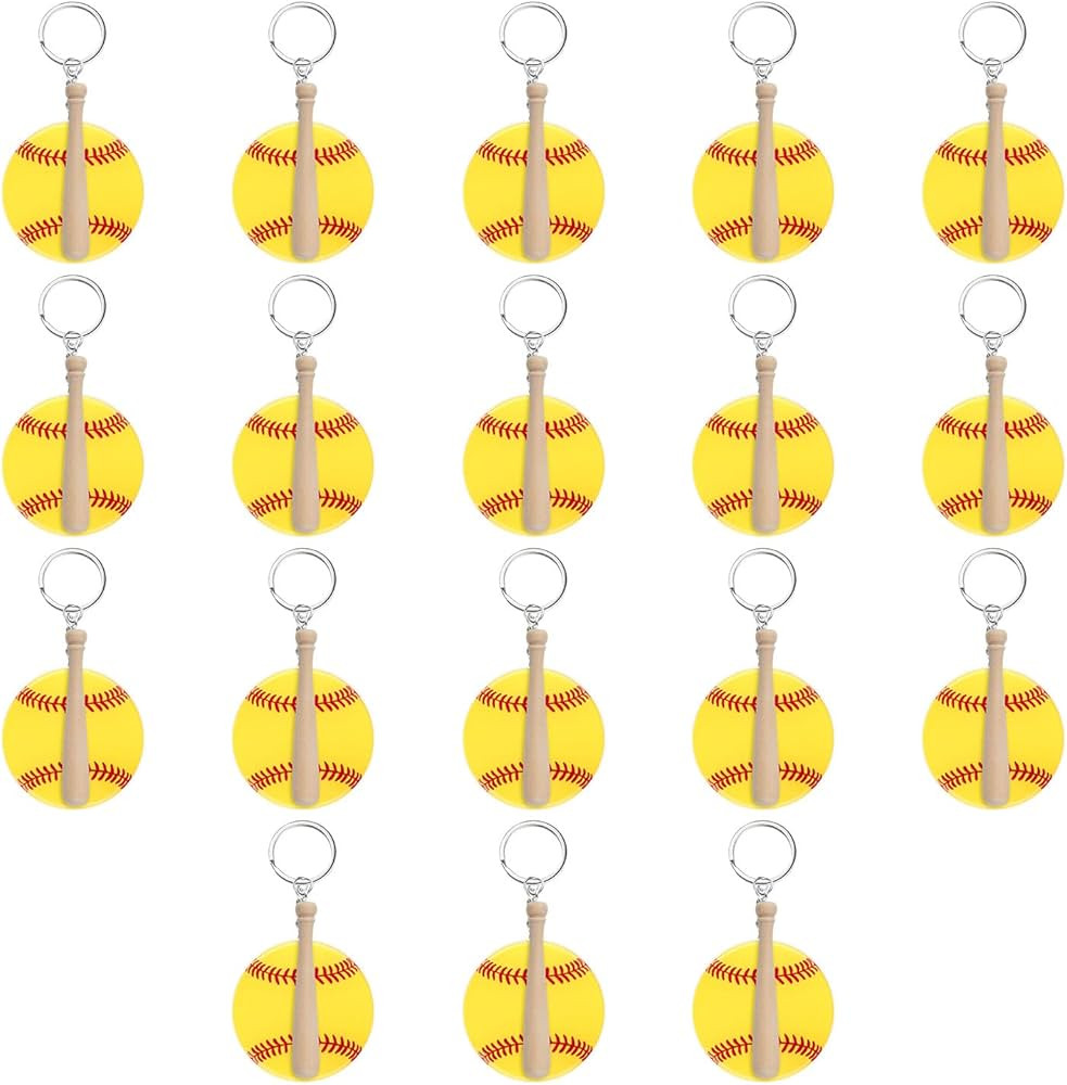Taiyin 18 Set Baseball Softball Acrylic Keychain Kit with Miniature Baseball Softball Wood Bat fo... | Amazon (US)