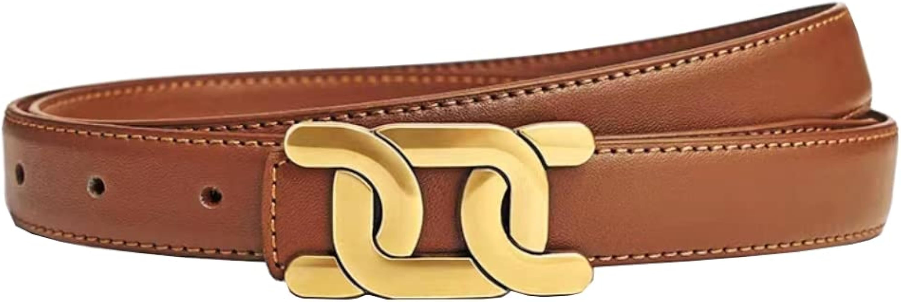Womens Belts for Jeans, Womens Leather Belt with Gold Buckle, Designer Belts for Pants Jeans Dres... | Amazon (US)
