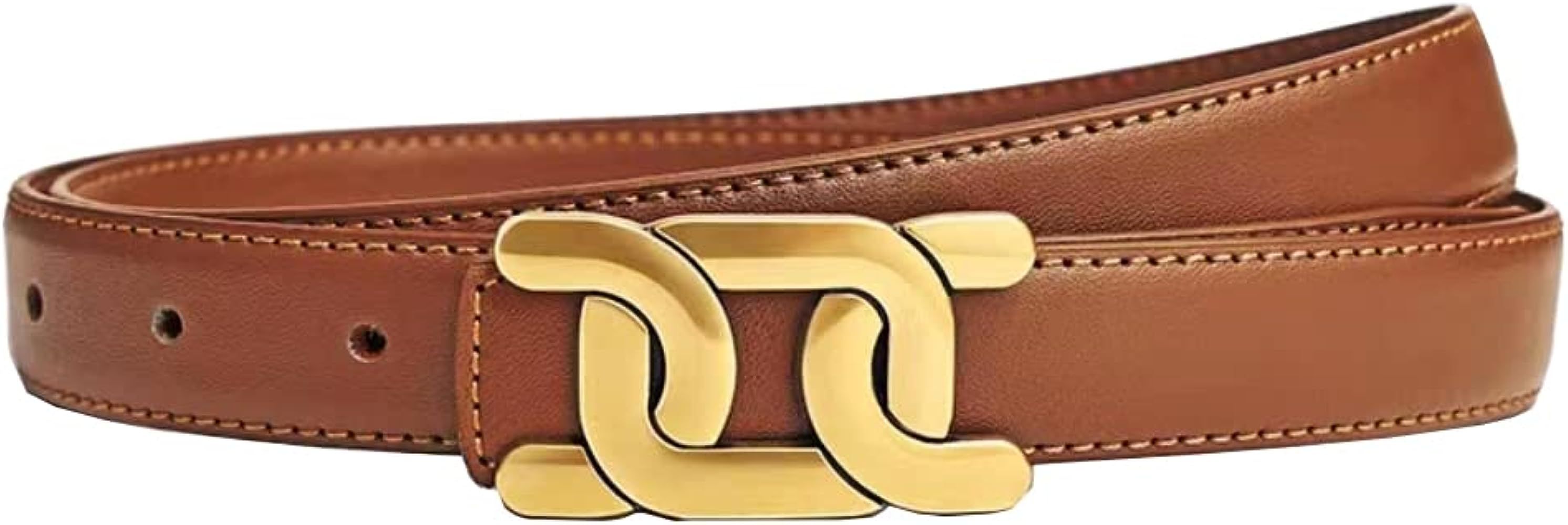 Womens Belts for Jeans, Womens Leather Belt with Gold Buckle, Designer Belts for Pants Jeans Dres... | Amazon (US)