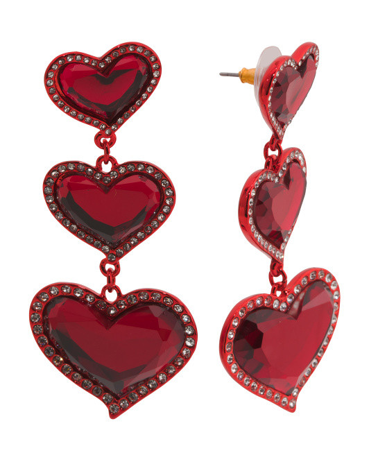 Pave Heart Drop Earrings | TJ Maxx