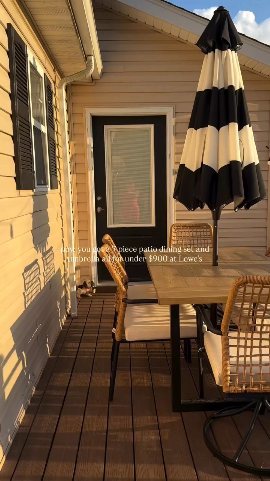 SALE ALERT!! 🙌🏽 I’ve had my eye on this set for MONTHS and the second it went on sale we snagged it! Totally not disappointed 👏🏽 We also got the floor model so that was an extra discount 🙊 

Comment “Patio” to receive a direct link to the table, chairs, and umbrella 🌿🍃

@loweshomeimprovement @allen_and_roth 

#patio #patiodesign #patiofurniture #patioseason #loweshomeimprovement #lowes #lowesdeals #patiodining #homeexterior #homeinspiration 

#LTKSaleAlert #LTKHome