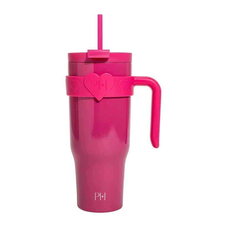 Paris Hilton 40 oz Double-Wall Insulated Tumbler, includes 2-in-1 Lid & removable Handle, Hot Pin... | Walmart (US)