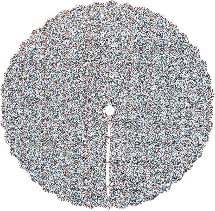 Ridhi Airforce Blue Hand Block Printed Christmas Tree Skirt 40'' Inch Cute, Boho,Decorative, Rust... | Amazon (US)