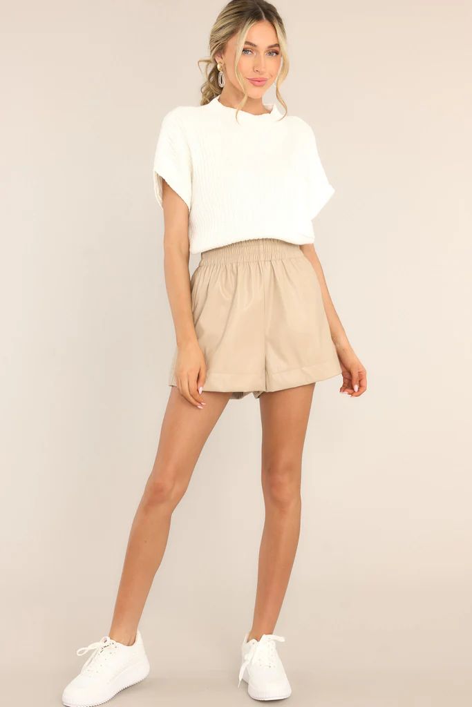 Time To Shine Beige Faux Leather Shorts | Red Dress 
