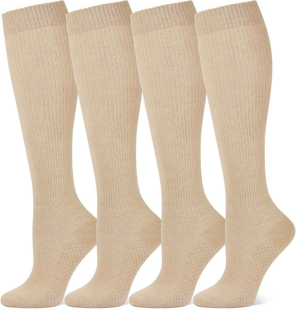 Breslatte Cotton Compression Socks for Women Men 8-15 mmHg Comfort&Mild Knee High Wide Calf Suppo... | Amazon (US)