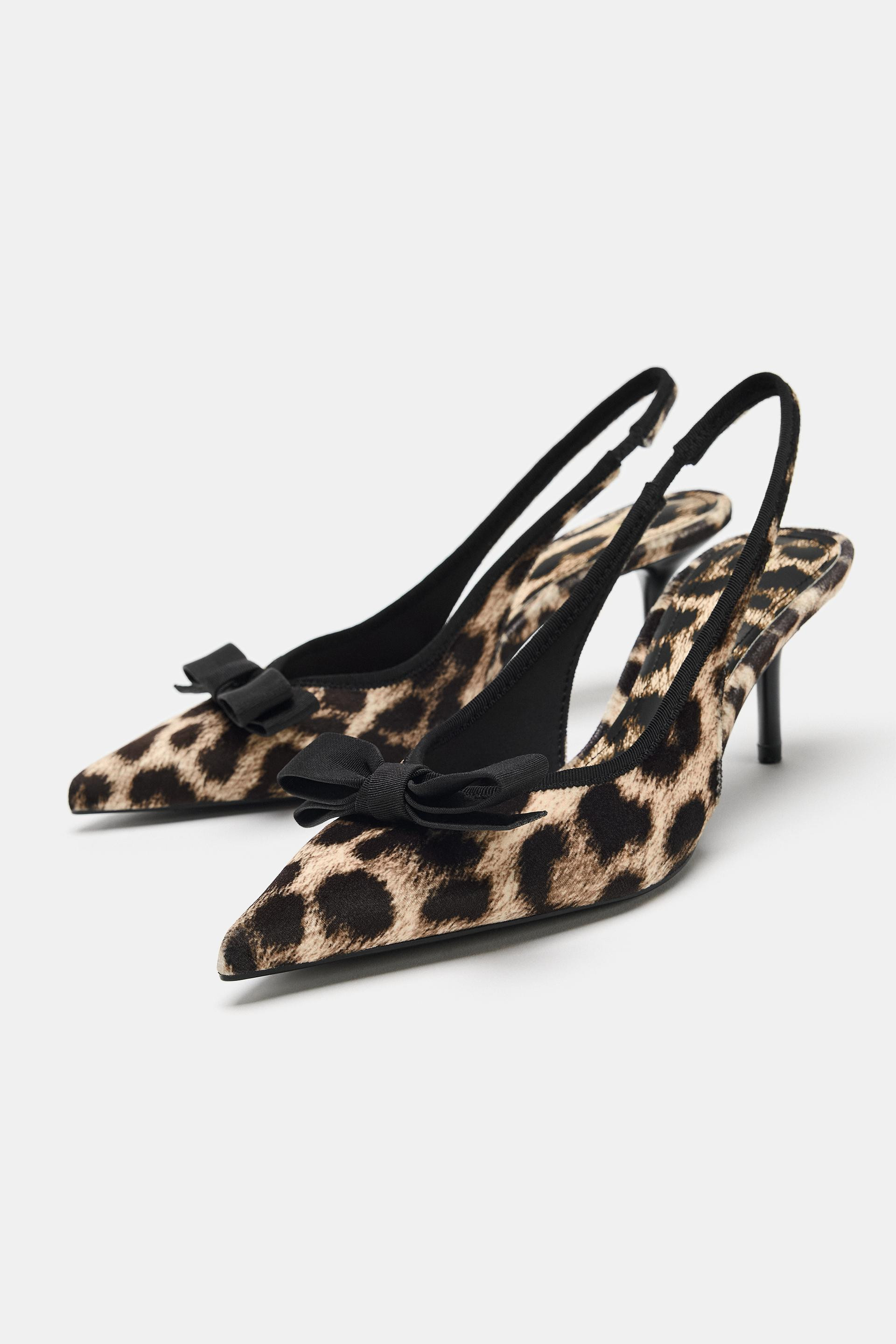 Zara - Bow Animal Print Heeled Shoes - Multi-Color - 8 - Woman | Zara US
