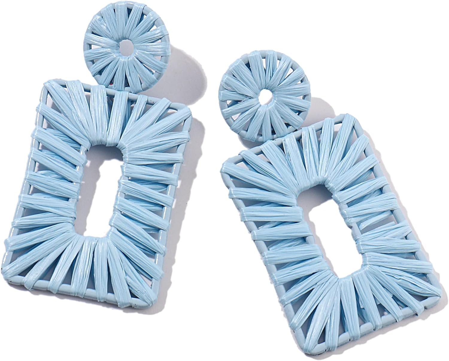 Statement Raffia Earrings Boho Drop Earrings Geometric Dangle Earrings for Women Handmade Straw E... | Amazon (US)