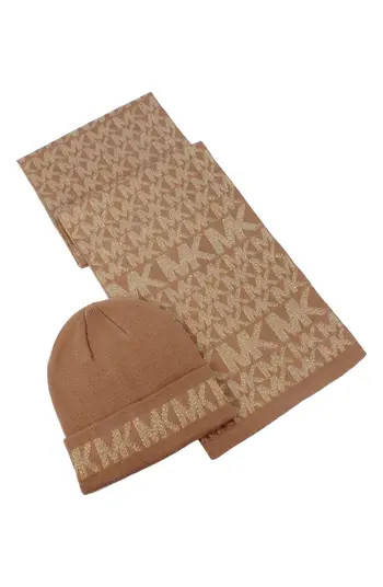 Metallic Logo Beanie & Scarf Set | Nordstrom