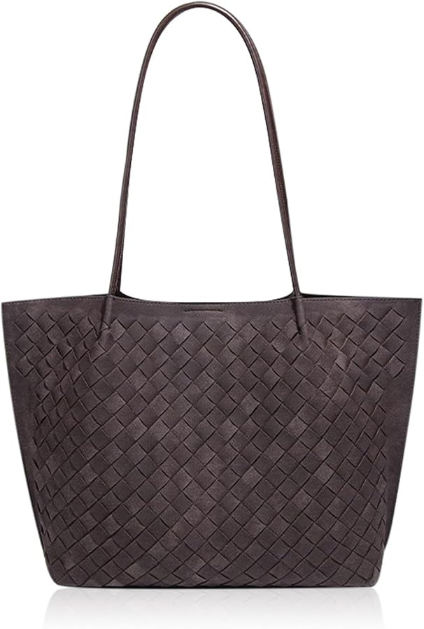 Woven Leather Tote Bag for Women - Large Capacity Shoulder Handbag with Matching Pouch, Stylish | Amazon (US)