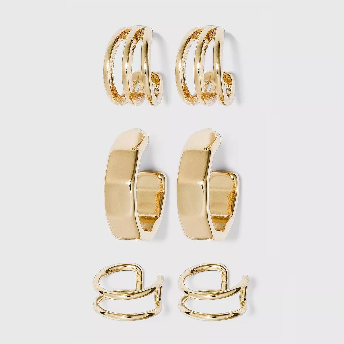 Ear Cuff and Hoop Earring Set 3pc - A New Day™ Gold | Target