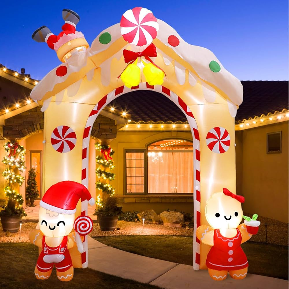 OurWarm 10FT Gingerbread Man Inflatable Archway with LED Lights, Christmas Yard Decoration for Ou... | Amazon (US)