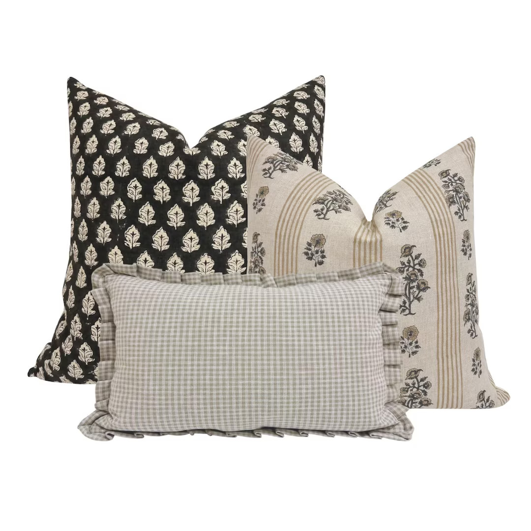 PILLOW COMBO Set of Three Pillow Covers, Neutral Pillow Combo, Sofa Combo, Sofa Pillow Set, Pillo... | Etsy (US)