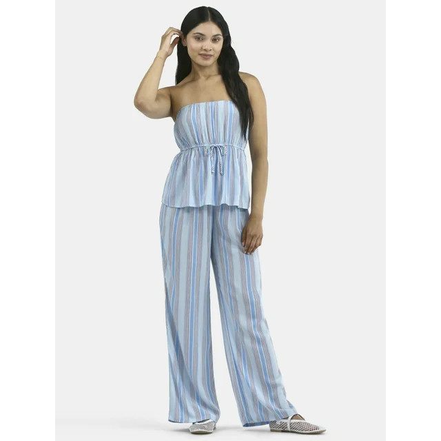 No Boundaries Tube Top and Palazzo Pants Set, 2-Piece, Women's | Walmart (US)