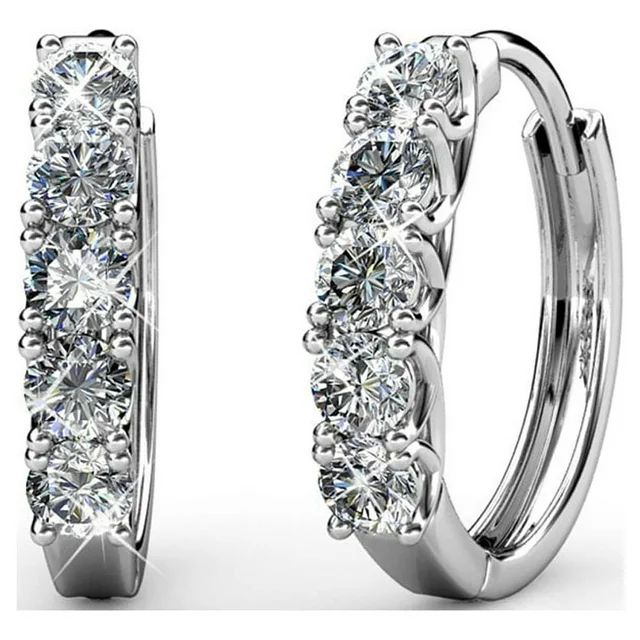 Cate & Chloe Bethany 18k White Gold Plated Silver Hoop Earrings | Women's Crystal Earrings, Jewel... | Walmart (US)