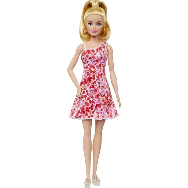 Barbie Fashionistas Doll #205 with Blond Ponytail and Floral Dress, Sandals and Hoop Earrings | Walmart (US)