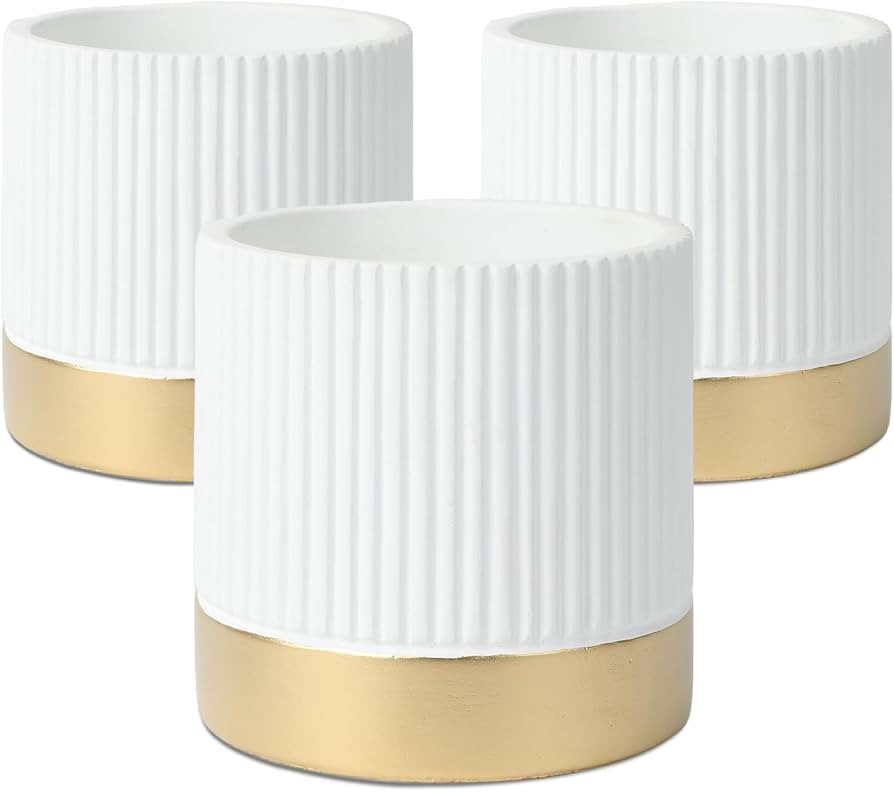 Set of 3 Cement Planter Pots with Drainage Hole,4 inch Plant Pots for Plants Indoor Houseplants,S... | Amazon (US)